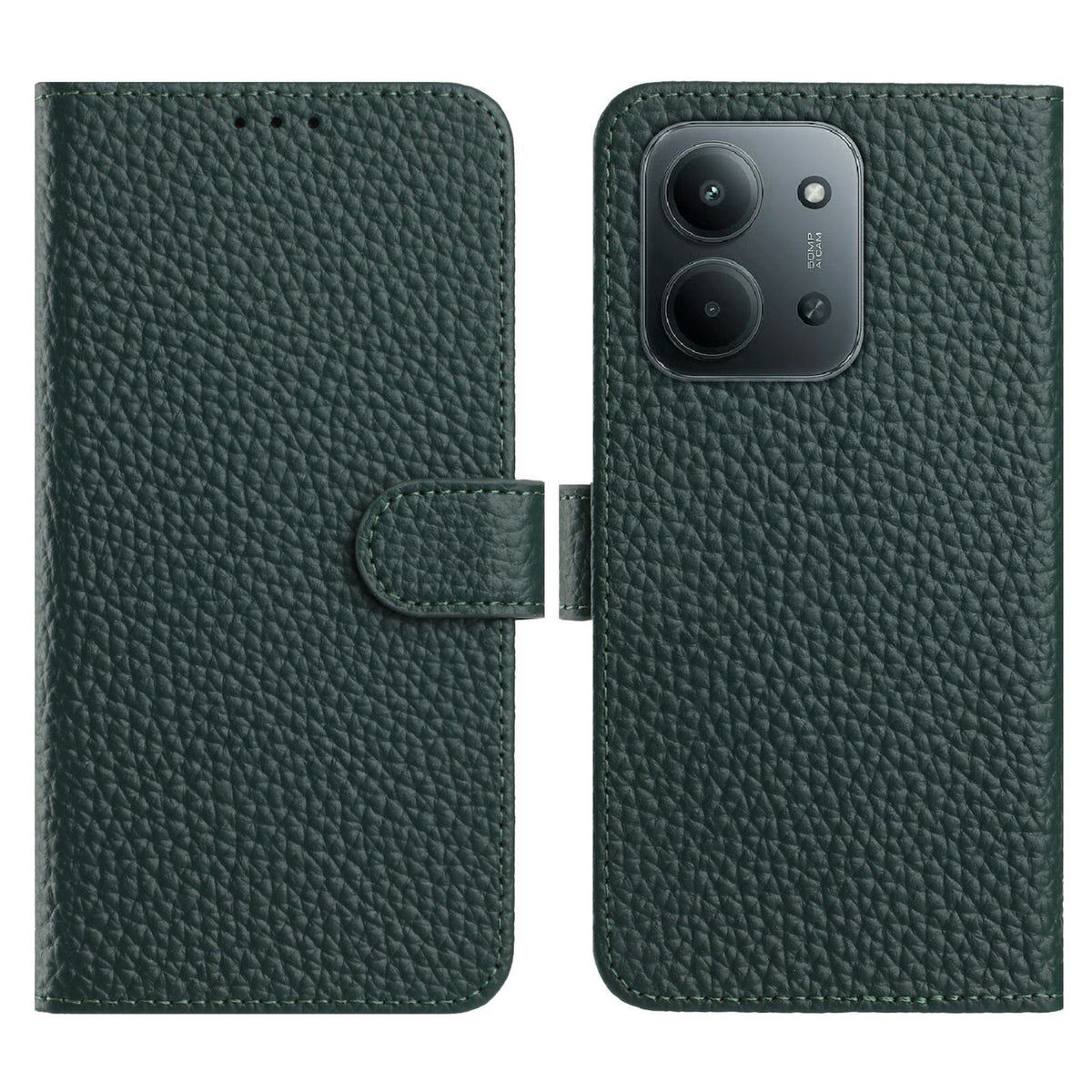 Xiaomi Redmi 15C 4G (Global) (171mm) / Poco C85 4G (171mm) Plånboksfodral med stativ, Litchitextur, Äkta Koläder, Flipfodral