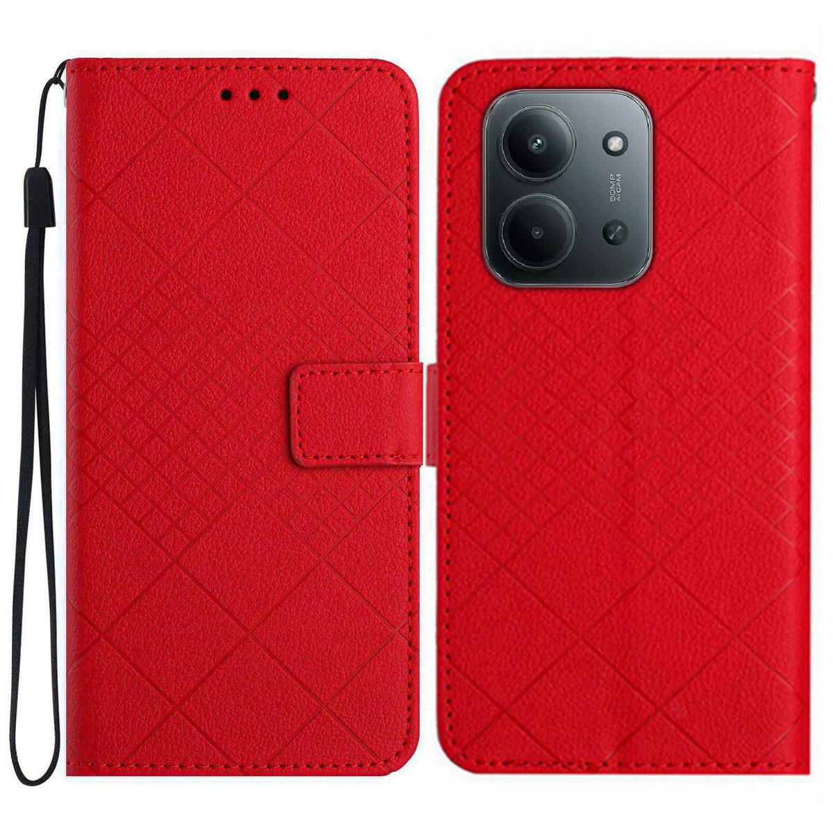 For Xiaomi Redmi 15C 4G (Global) (171mm) / Poco C85 4G (171mm) Case Wallet Imprint PU Leather Flip Folio Phone Cover
