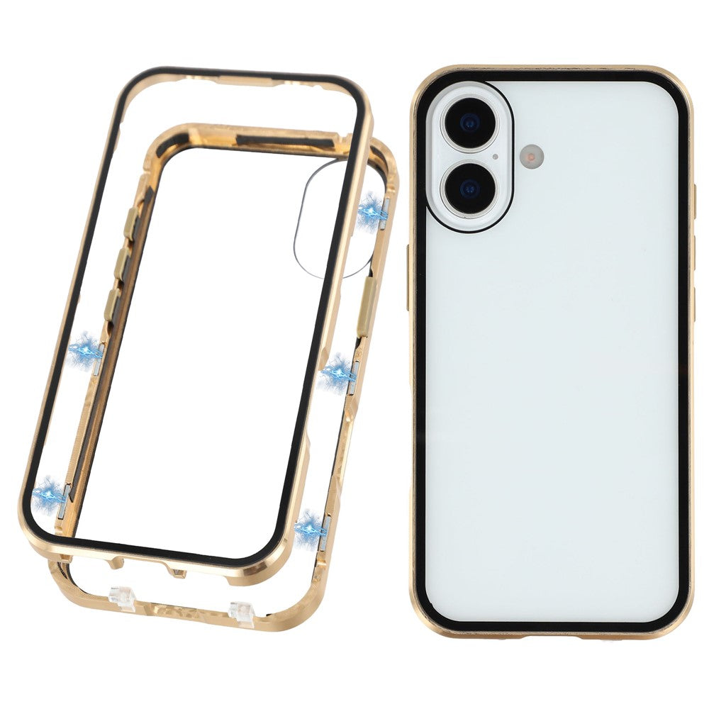 For iPhone 17 Full Body Case Magnetic Tempered Glass Double-Sided Phone Case