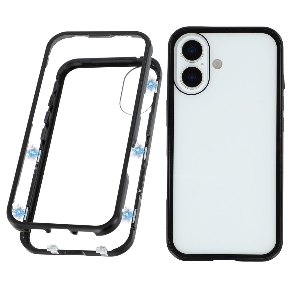 For iPhone 17 Full Body Case Magnetic Tempered Glass Double-Sided Phone Case