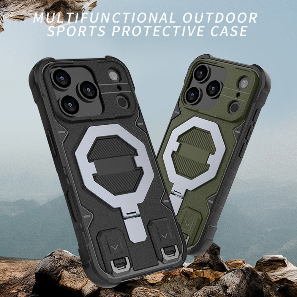 For iPhone 18 Pro Max / 17 Pro Max Case Compatible with MagSafe PC + TPU Kickstand Phone Cover with Lanyard