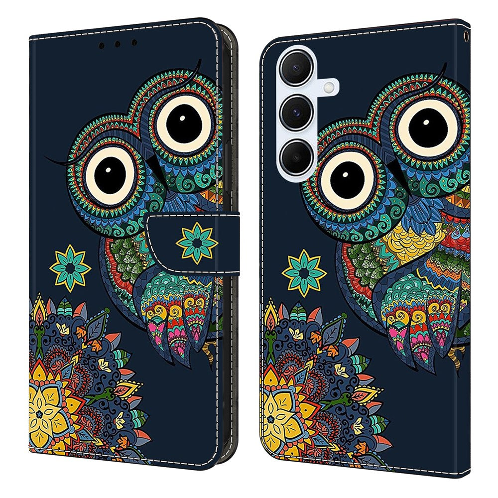 Samsung Galaxy A18 4G / A18 5G / A17 4G / A17 5G / A26 5G tegnebogsetui med mønstertryk i PU-læder, flipetui med stativ