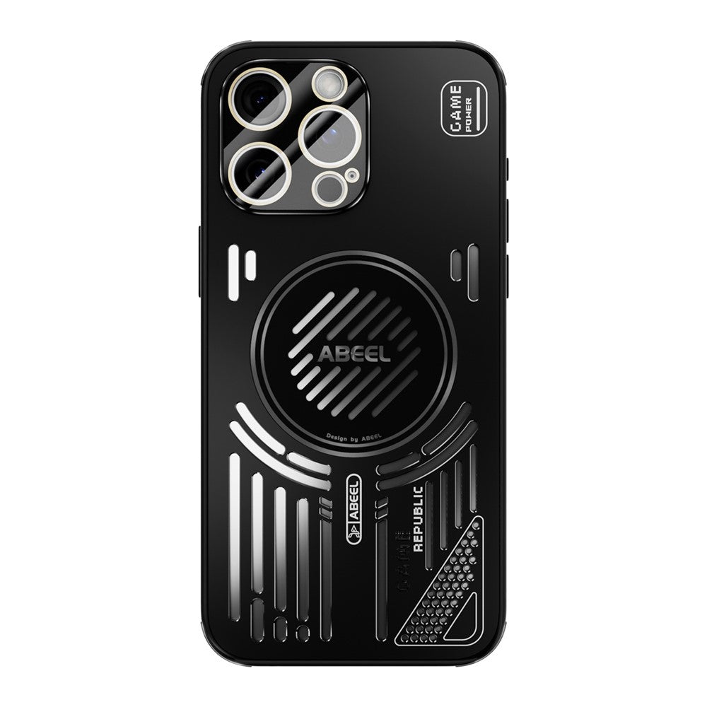 ABEEL Magnetiskt Skal För iPhone 15 Pro Max Aluminiumlegering + PC + TPU Ihåligt Värmeavledande mobilskal