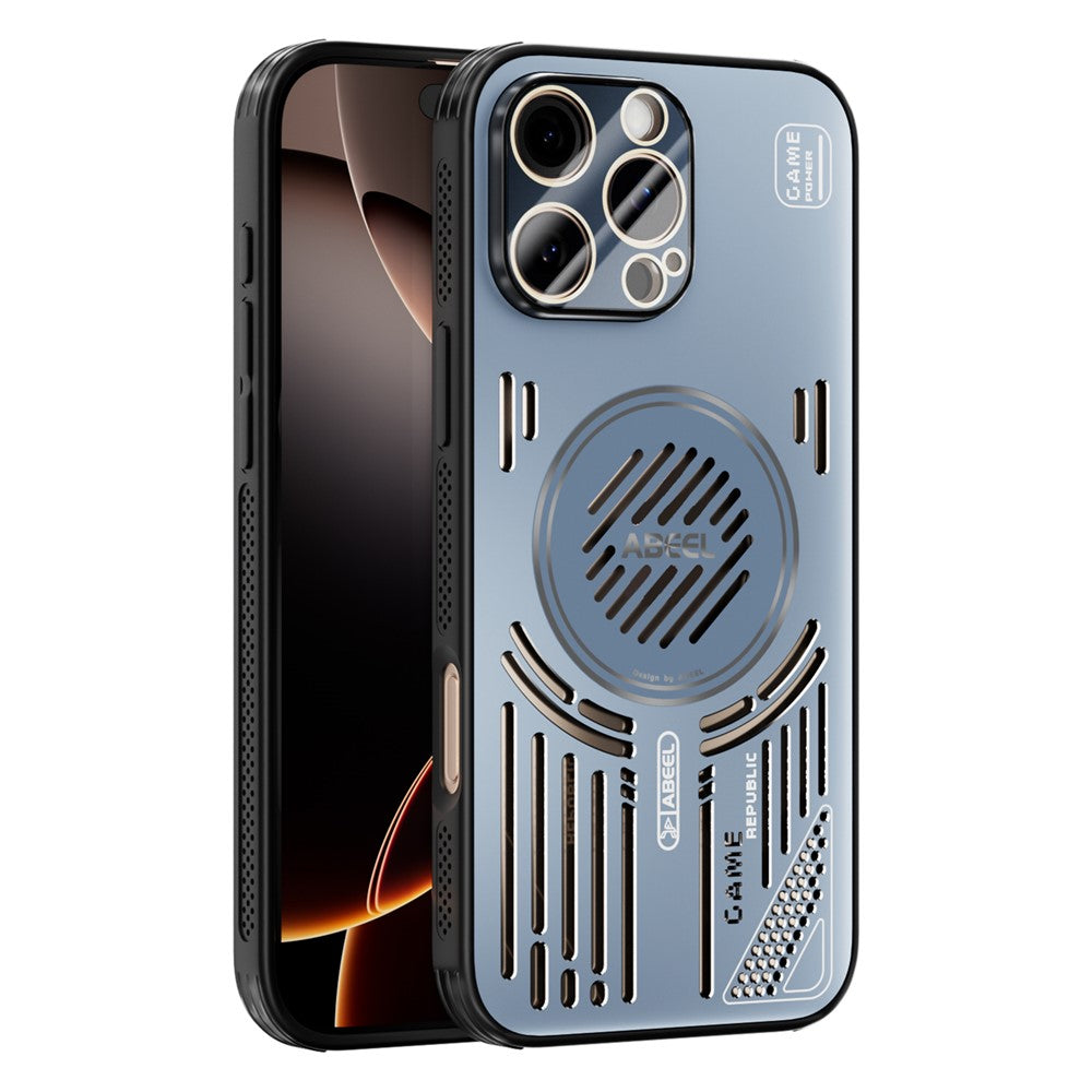 ABEEL Magnetiskt Skal För iPhone 16 Pro Max Aluminiumlegering + PC + TPU Ihåligt Värmeavledande mobilskal