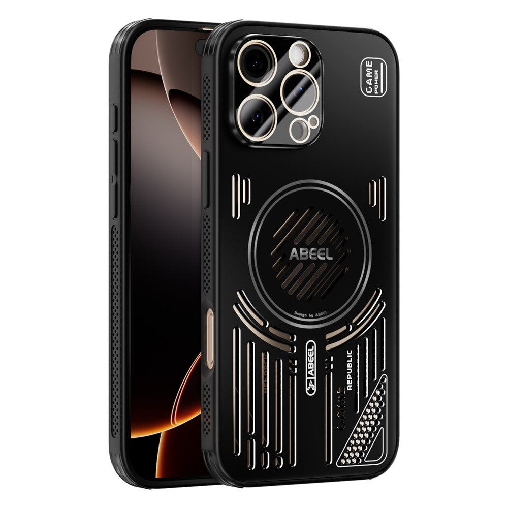 ABEEL For iPhone 16 Pro Magnetic Case Aluminium Alloy + PC + TPU Hollow Heat Dissipation Phone Cover