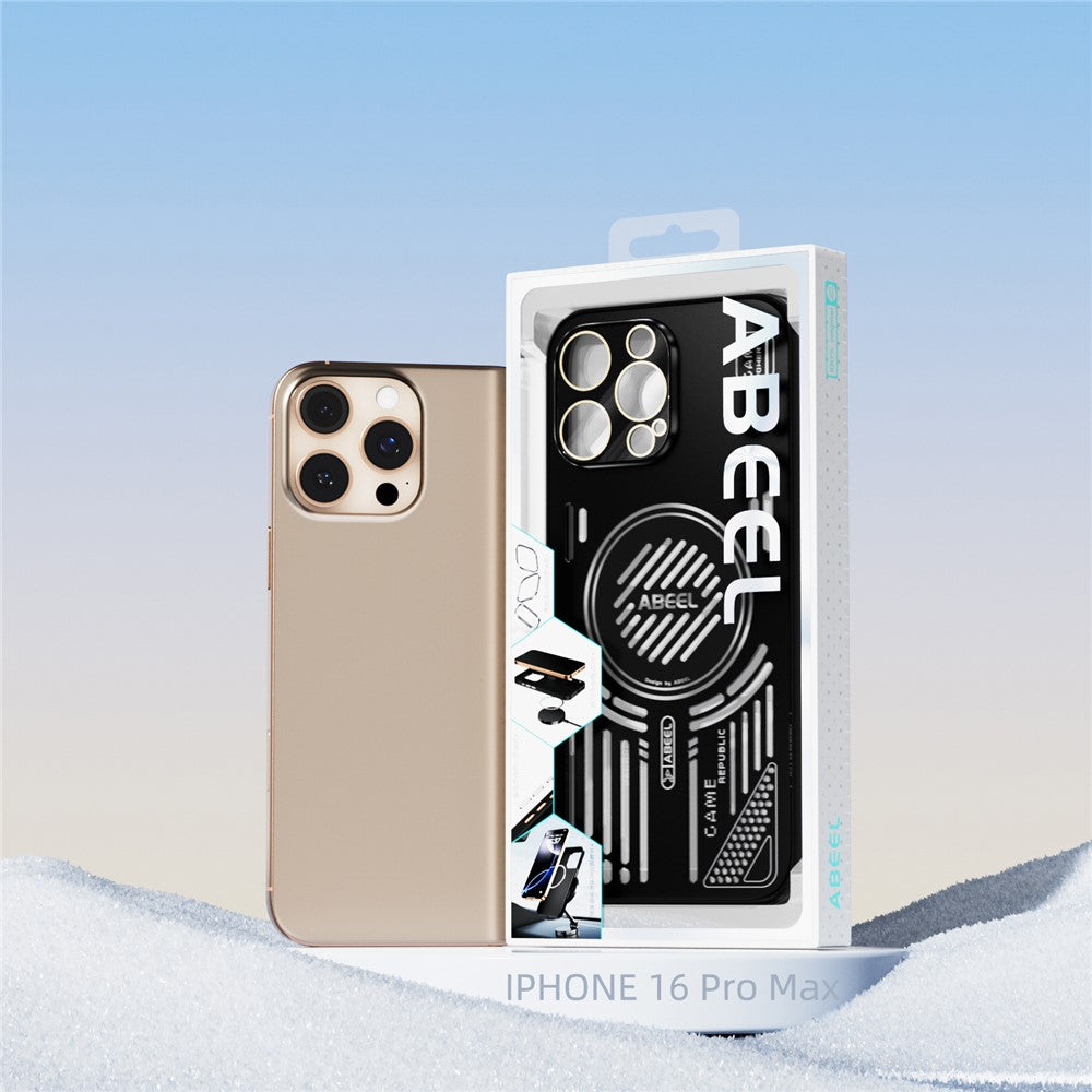 ABEEL Magnetiskt Skal För iPhone 16 Pro Aluminiumlegering + PC + TPU Ihåligt Värmeavledande mobilskal