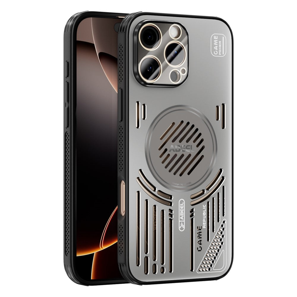 ABEEL Magnetiskt Skal För iPhone 16 Pro Aluminiumlegering + PC + TPU Ihåligt Värmeavledande mobilskal
