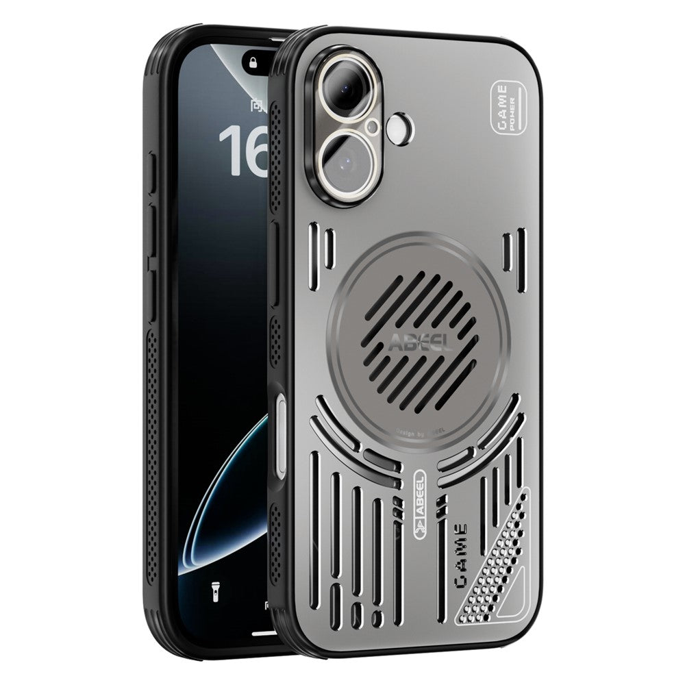 ABEEL For iPhone 16 Magnetic Case Aluminium Alloy + PC + TPU Hollow Heat Dissipation Phone Cover
