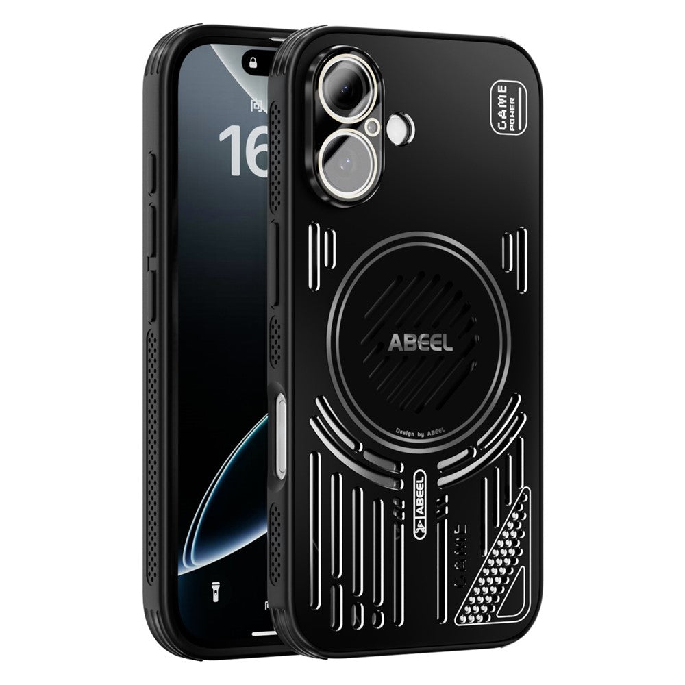ABEEL For iPhone 16 Magnetic Case Aluminium Alloy + PC + TPU Hollow Heat Dissipation Phone Cover