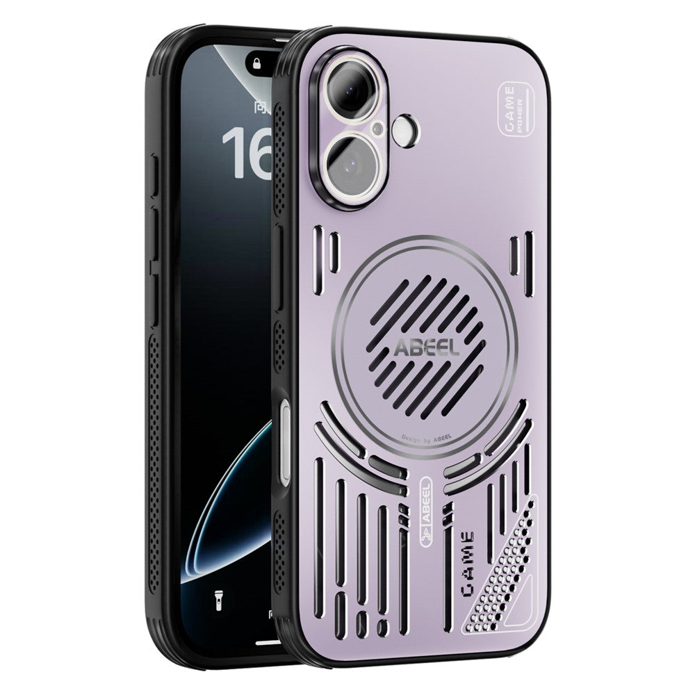 ABEEL For iPhone 16 Magnetic Case Aluminium Alloy + PC + TPU Hollow Heat Dissipation Phone Cover