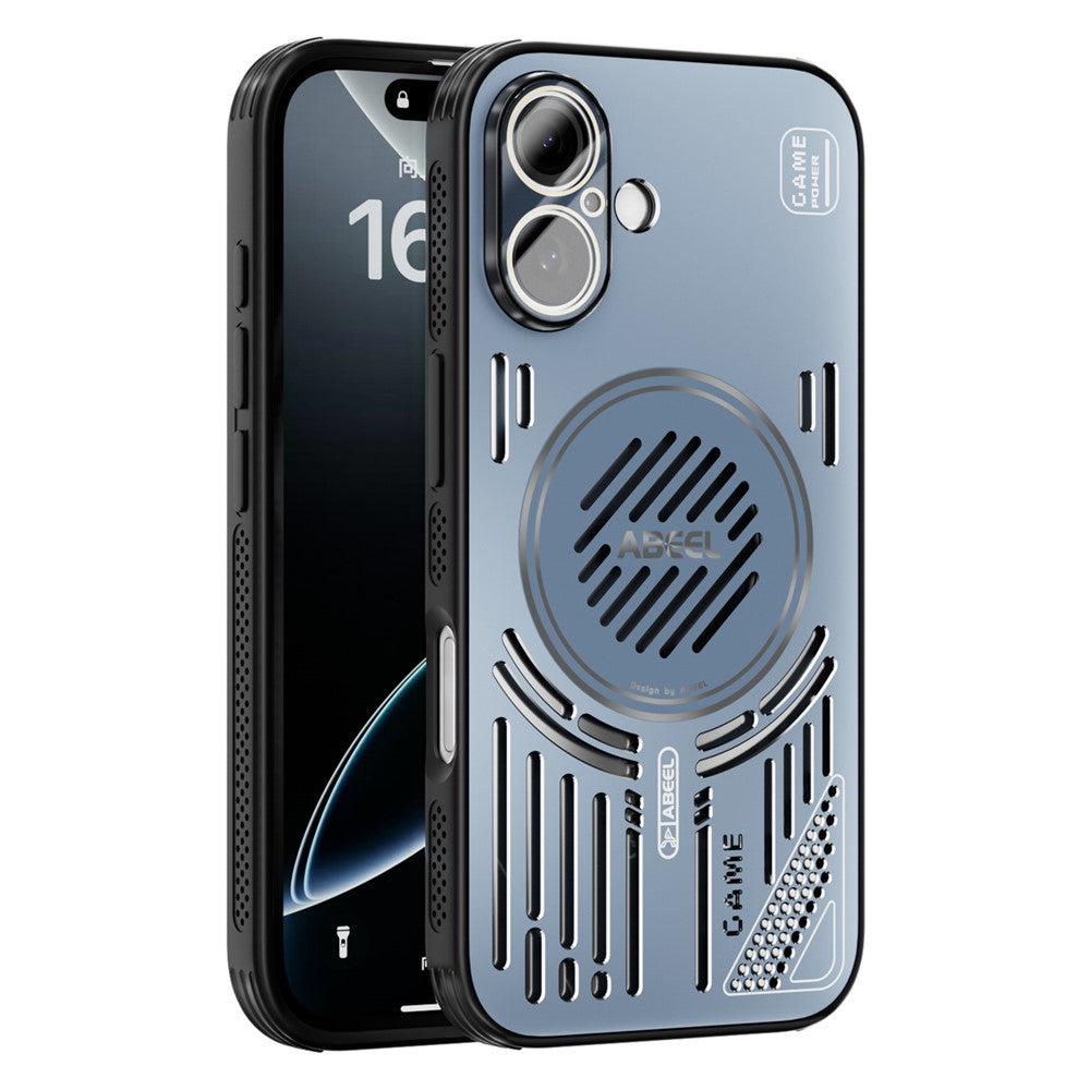 ABEEL For iPhone 16 Magnetic Case Aluminium Alloy + PC + TPU Hollow Heat Dissipation Phone Cover