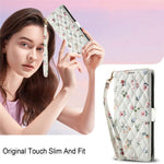 For iPhone 16 Plus Wallet Case Rhombic Floral Design Leather Flip Phone Cover with Strap