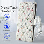 For iPhone 16 Plus Wallet Case Rhombic Floral Design Leather Flip Phone Cover with Strap