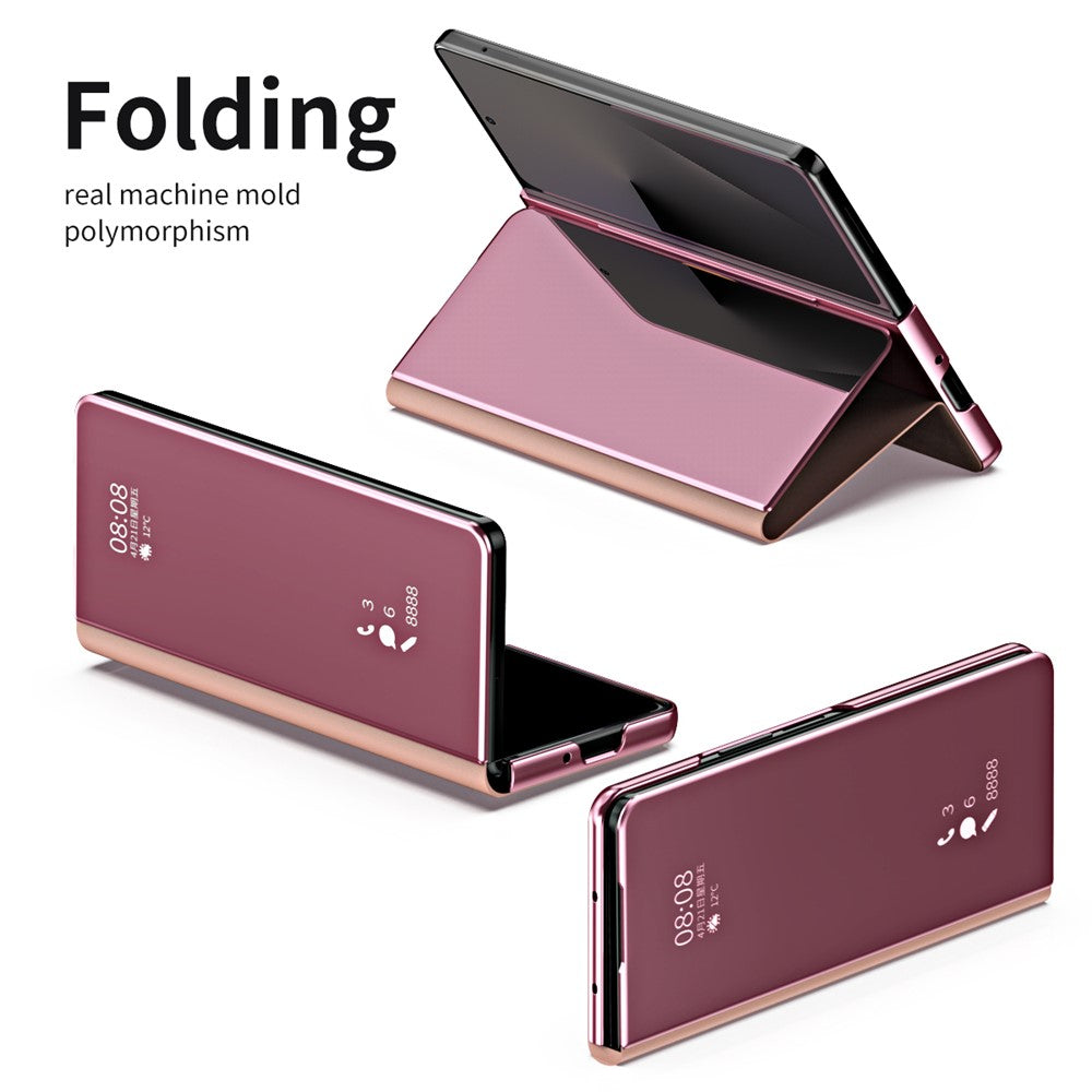 For Samsung Galaxy Z Fold7 5G Case Electroplating View Window Stand Leather Phone Cover