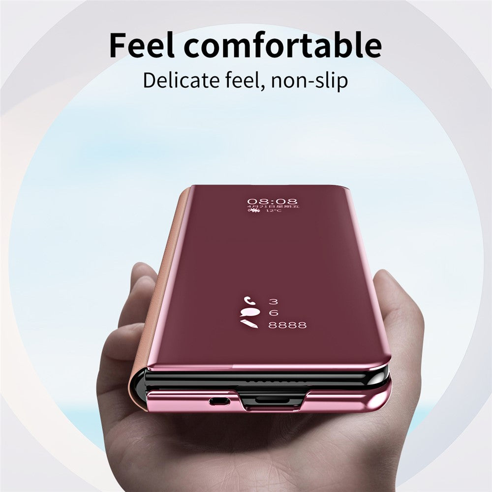 For Samsung Galaxy Z Fold7 5G Case Electroplating View Window Stand Leather Phone Cover