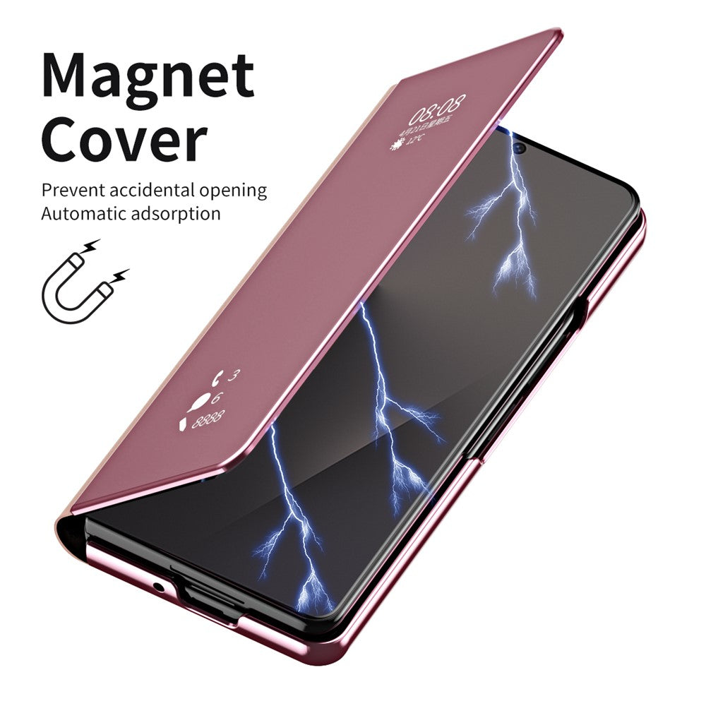 For Samsung Galaxy Z Fold7 5G Case Electroplating View Window Stand Leather Phone Cover