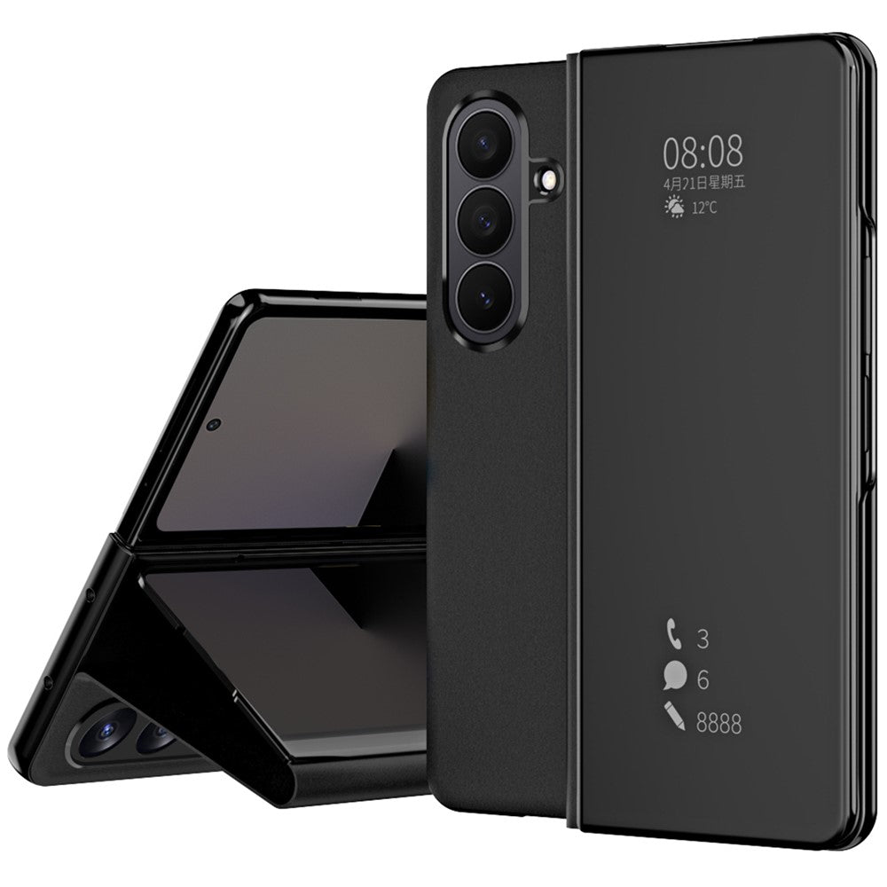 For Samsung Galaxy Z Fold7 5G Case Electroplating View Window Stand Leather Phone Cover
