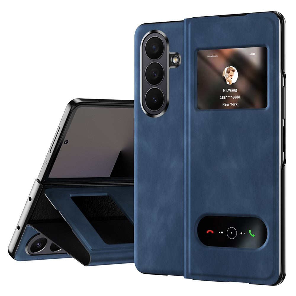 Til Samsung Galaxy Z Fold7 5G Etui med visningsvindue PU-læder telefoncover