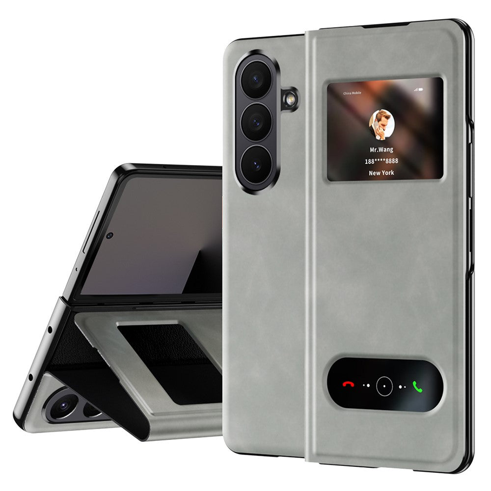 Til Samsung Galaxy Z Fold7 5G Etui med visningsvindue PU-læder telefoncover