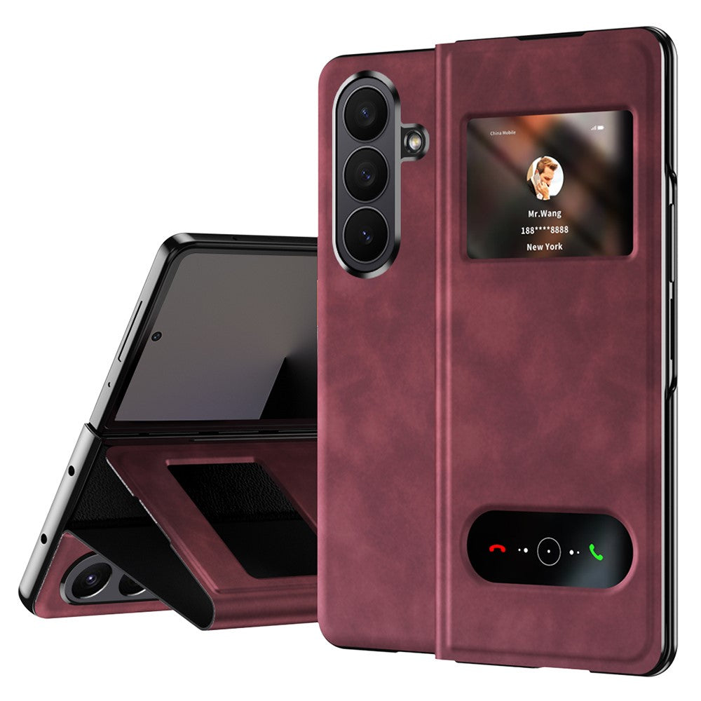 Til Samsung Galaxy Z Fold7 5G Etui med visningsvindue PU-læder telefoncover