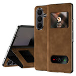Til Samsung Galaxy Z Fold7 5G Etui med visningsvindue PU-læder telefoncover
