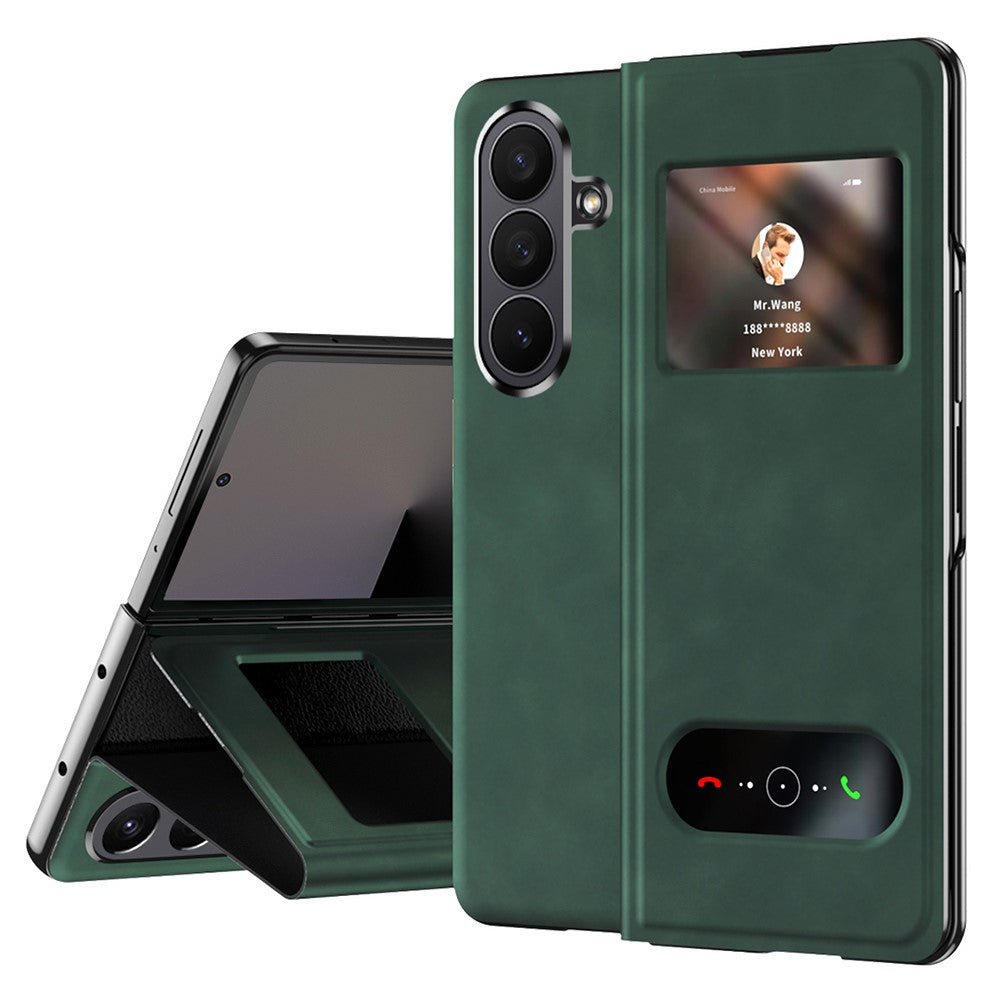 Til Samsung Galaxy Z Fold7 5G Etui med visningsvindue PU-læder telefoncover