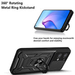 For Oppo Reno8 5G (Global Version) Ring Kickstand PC+TPU Hybrid Cover Slide Lid Camera Protection Drop-proof Phone Case