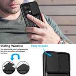For Oppo Reno8 5G (Global Version) Ring Kickstand PC+TPU Hybrid Cover Slide Lid Camera Protection Drop-proof Phone Case
