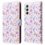 Samsung Galaxy S25 FE-skal RFID-blockerande blommigt läderfodral med handledsrem