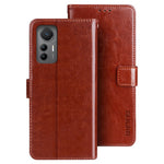 IDEWEI För Xiaomi 12 Lite 5G Crazy Horse Texture mobilskal Stötsäkert PU-läder Vikbart Stativ Plånbok Flip mobilskal