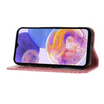 Samsung Galaxy A14 5G / A14 4G Rombmönster Kalvstruktur PU-läder Stativskal Plånboksfodral med Rem