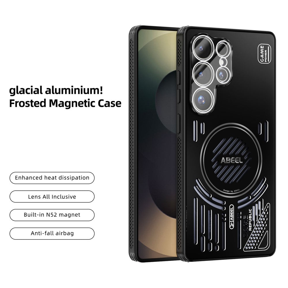 ABEEL För Samsung Galaxy S25 Ultra Magnetiskt Skal Aluminiumlegering + PC + TPU Ihåligt Värmeavledande mobilskal