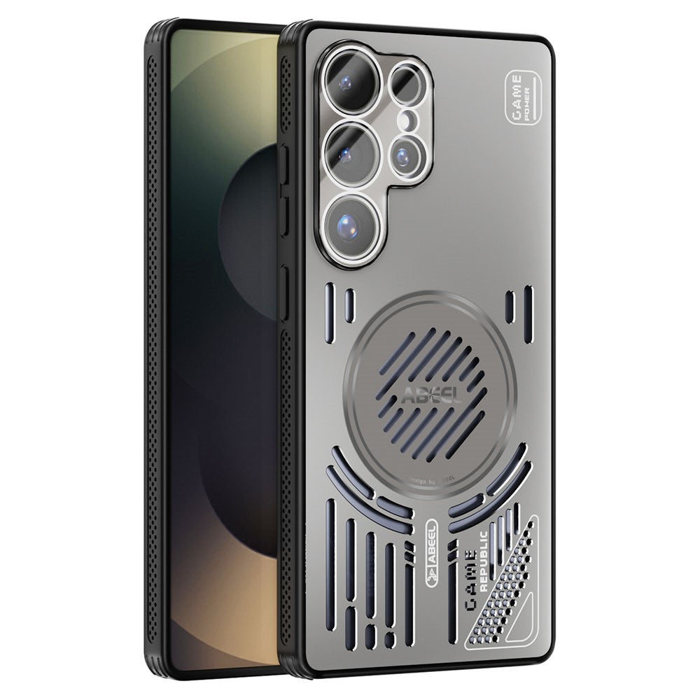 ABEEL För Samsung Galaxy S25 Ultra Magnetiskt Skal Aluminiumlegering + PC + TPU Ihåligt Värmeavledande mobilskal
