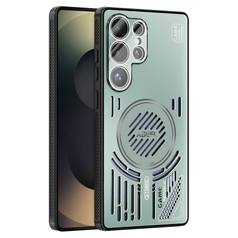 ABEEL För Samsung Galaxy S25 Ultra Magnetiskt Skal Aluminiumlegering + PC + TPU Ihåligt Värmeavledande mobilskal