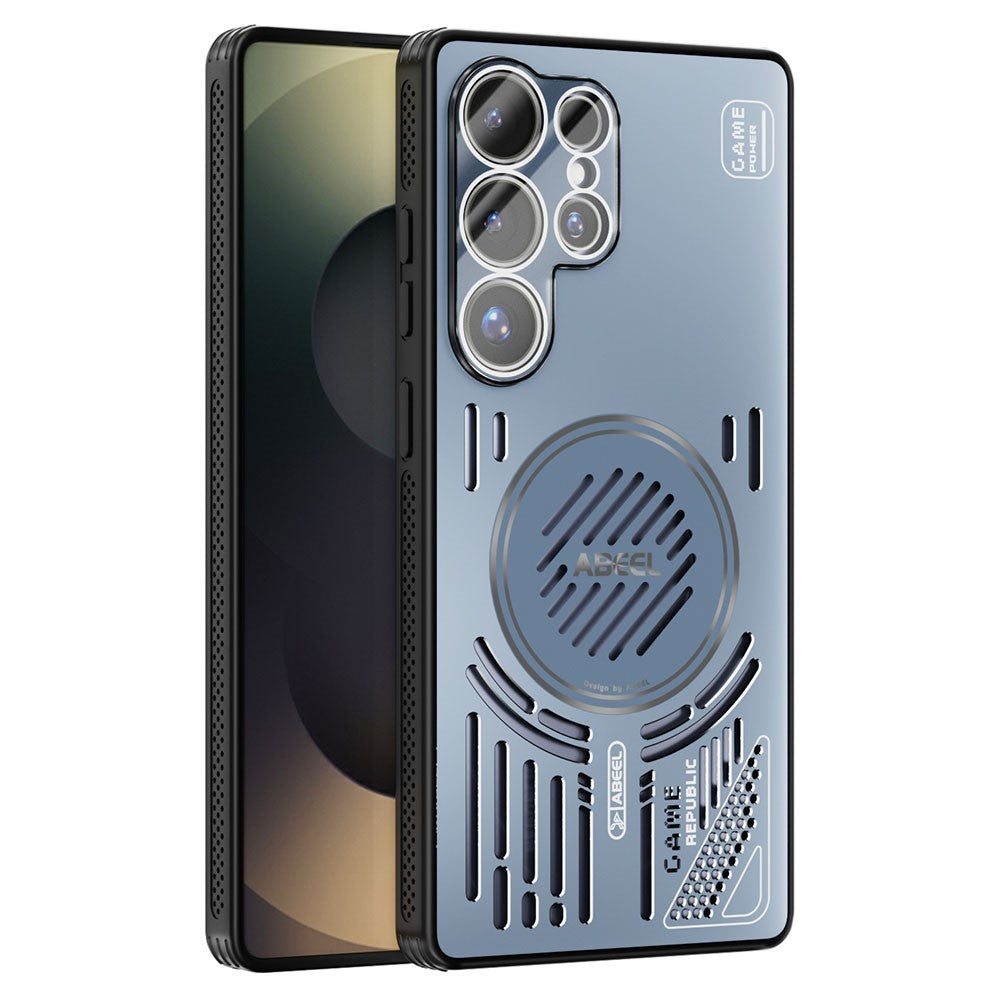 ABEEL För Samsung Galaxy S25 Ultra Magnetiskt Skal Aluminiumlegering + PC + TPU Ihåligt Värmeavledande mobilskal