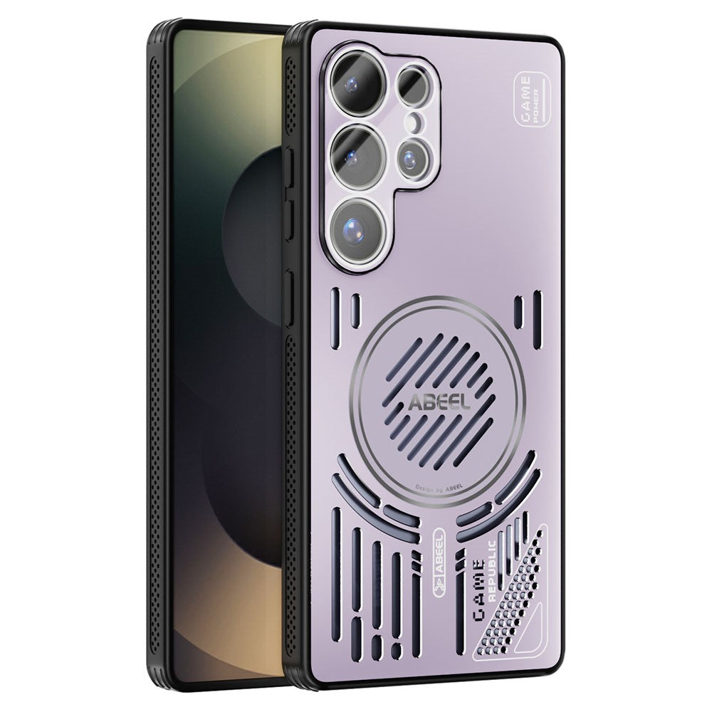 ABEEL För Samsung Galaxy S25 Ultra Magnetiskt Skal Aluminiumlegering + PC + TPU Ihåligt Värmeavledande mobilskal