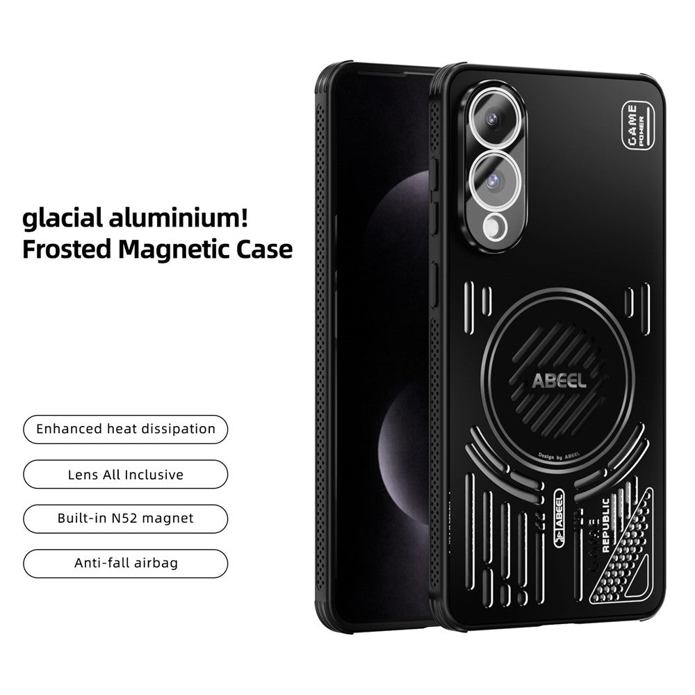 ABEEL Magnetiskt Skal För Samsung Galaxy S25 Edge Aluminiumlegering + PC + TPU Ihåligt Värmeavledande mobilskal