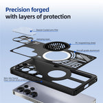 ABEEL Magnetiskt Skal För Samsung Galaxy S25 Edge Aluminiumlegering + PC + TPU Ihåligt Värmeavledande mobilskal