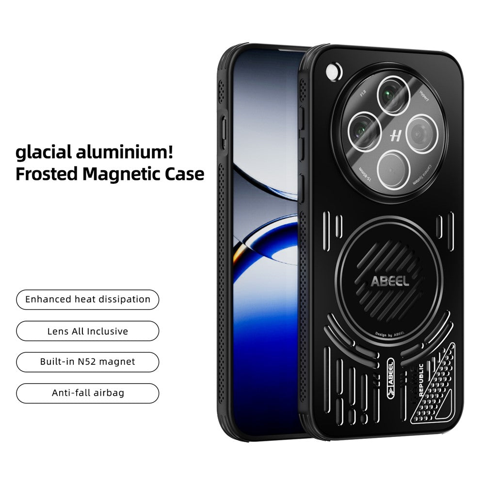 ABEEL For Oppo Find X8 5G Magnetic Case Aluminium Alloy + PC + TPU Hollow Heat Dissipation Phone Cover