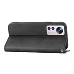 For Xiaomi 12X 5G / 12 5G / 12S 5G Cell Phone Case Imprinted Rhombus Pattern Calf Texture Stand Case Magnetic Auto Closing Wallet Phone Cover with Strap