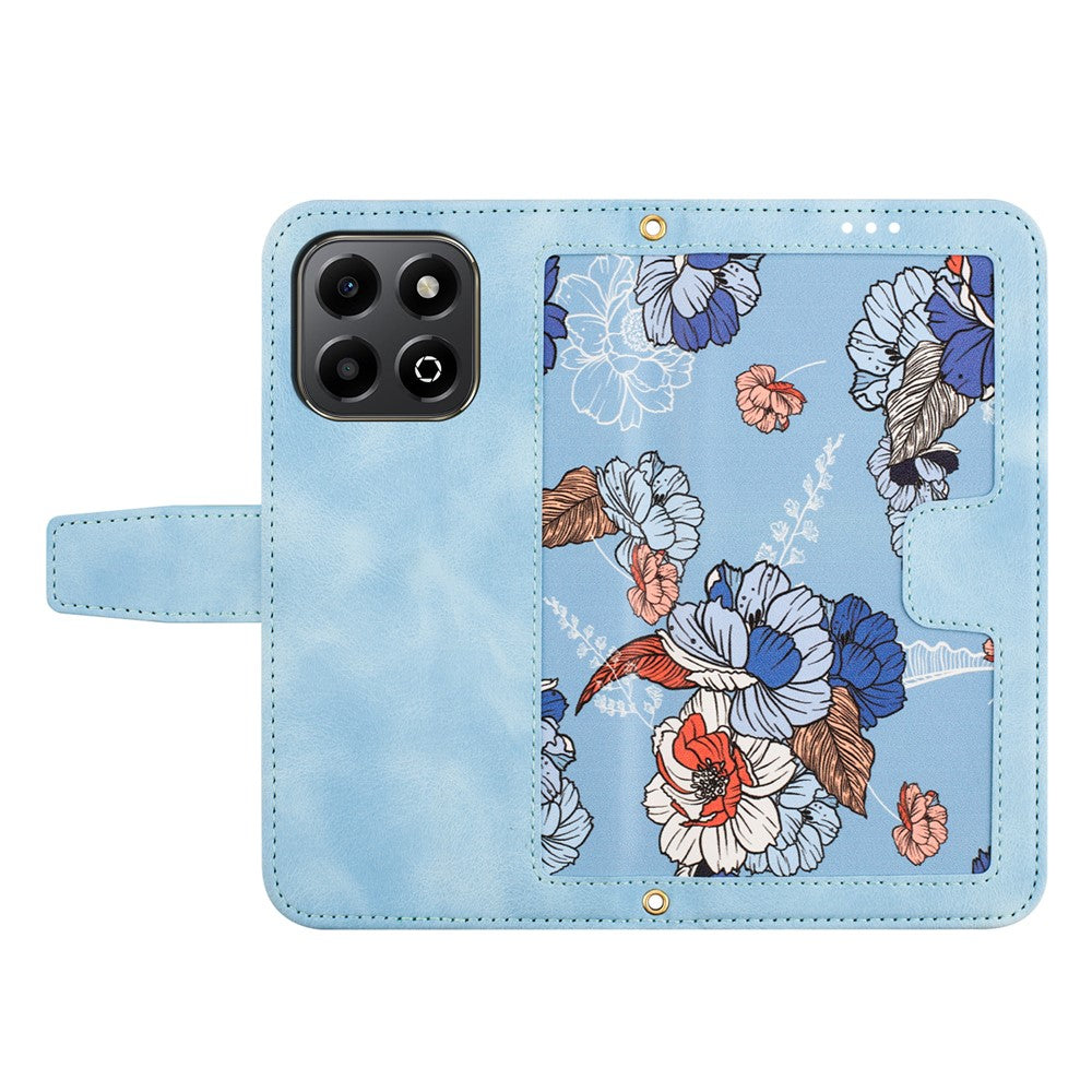 For Honor 400 Smart 5G / 4G / X7d 4G Case PU Leather Floral Phone Cover with Card Slots / Wrist Strap