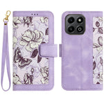 For Honor 400 Smart 5G / 4G / X7d 4G Case PU Leather Floral Phone Cover with Card Slots / Wrist Strap