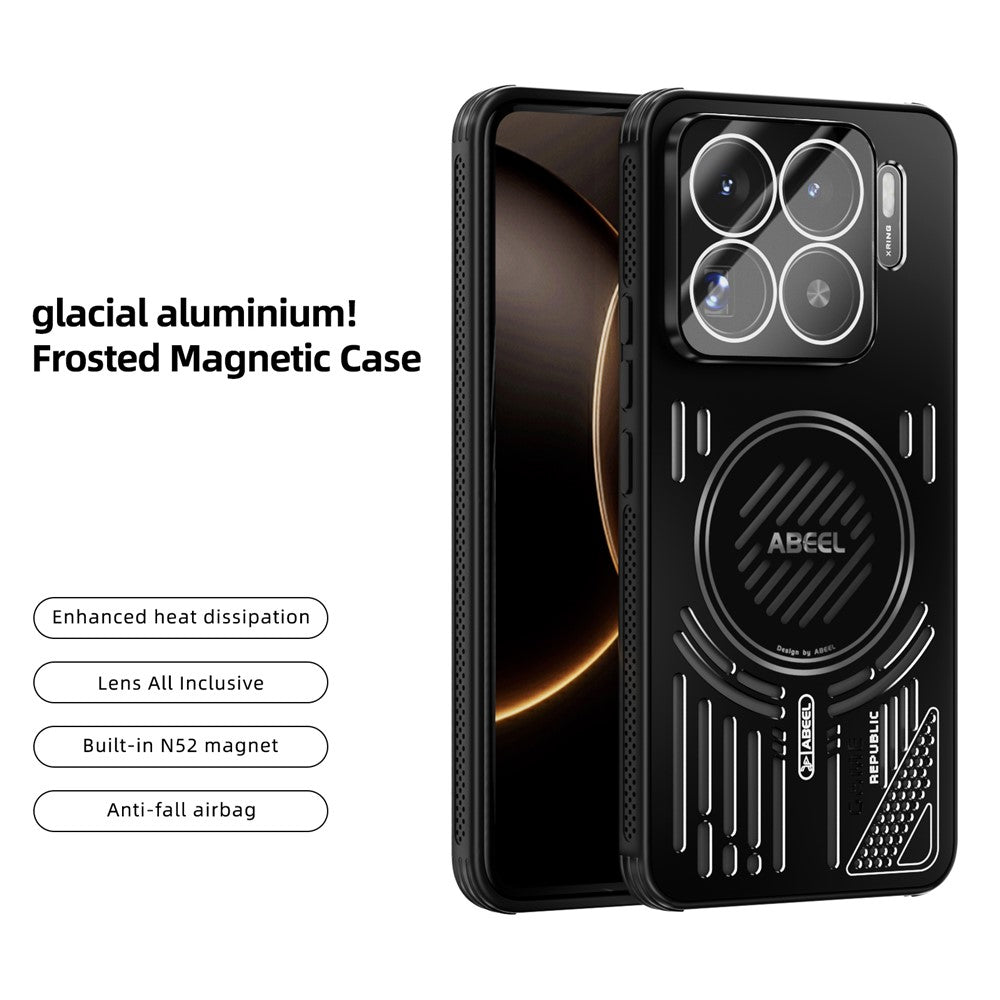ABEEL For Xiaomi 15S Pro Magnetic Case Aluminium Alloy + PC + TPU Hollow Heat Dissipation Phone Cover