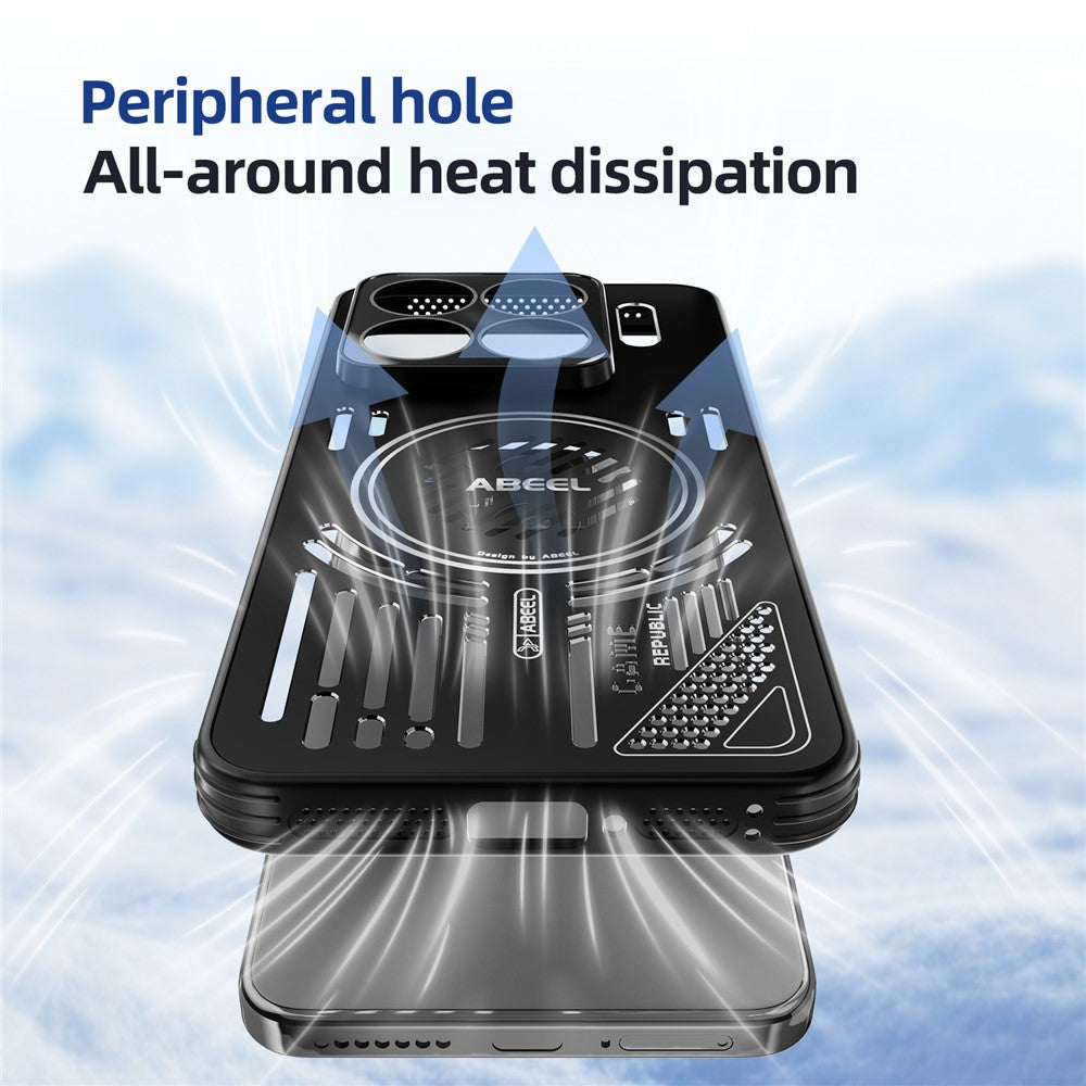 ABEEL For Xiaomi 15S Pro Magnetic Case Aluminium Alloy + PC + TPU Hollow Heat Dissipation Phone Cover