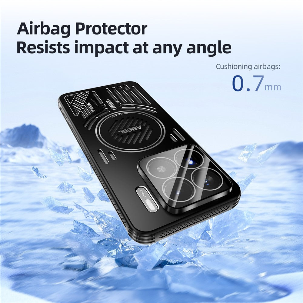 ABEEL For Xiaomi 15S Pro Magnetic Case Aluminium Alloy + PC + TPU Hollow Heat Dissipation Phone Cover