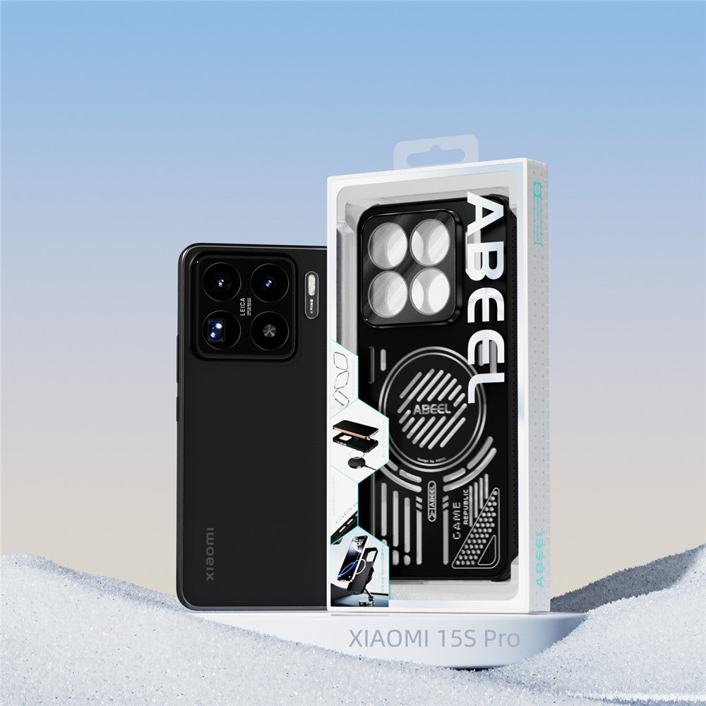 ABEEL For Xiaomi 15S Pro Magnetic Case Aluminium Alloy + PC + TPU Hollow Heat Dissipation Phone Cover