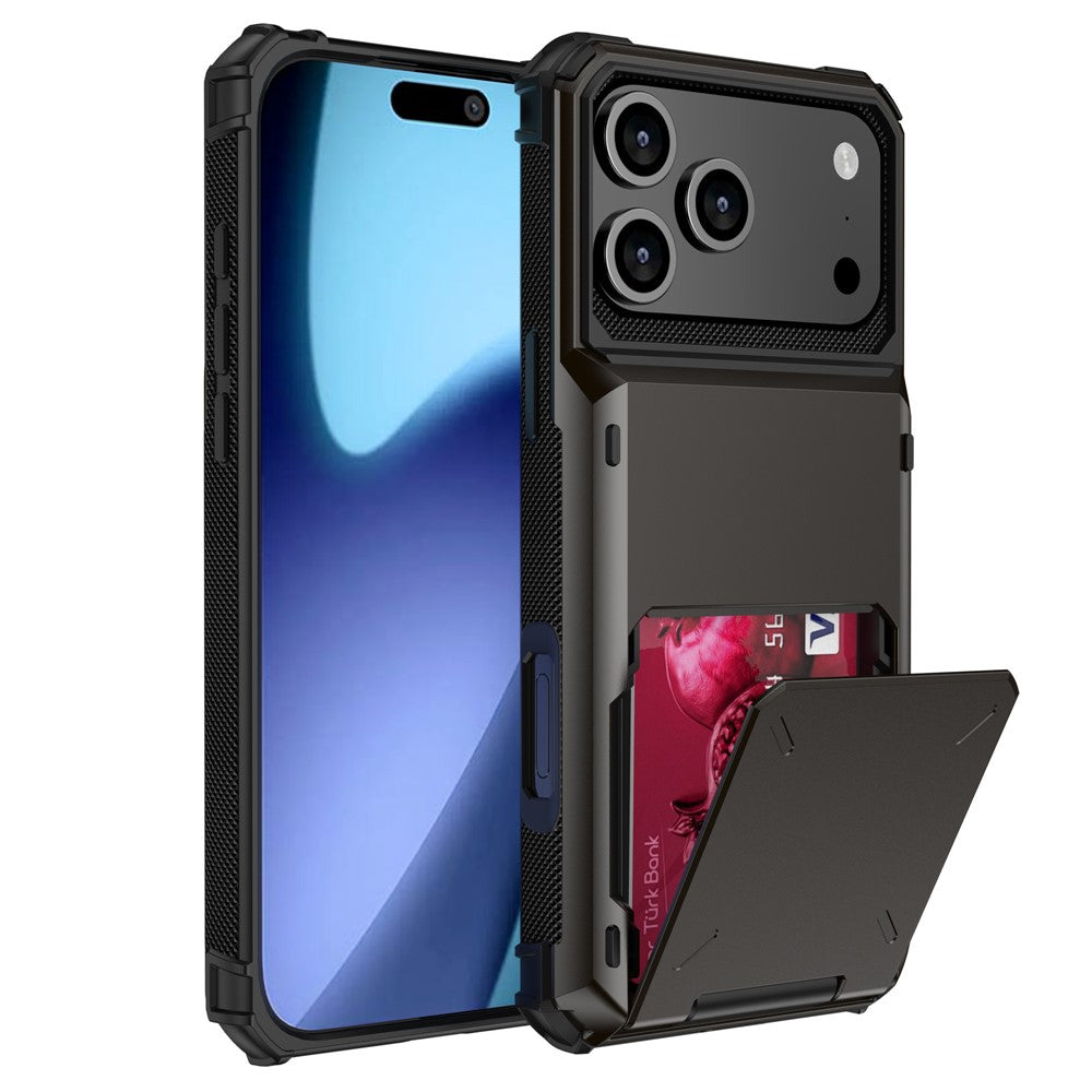 Til iPhone 18 Pro / 17 Pro cover PC + TPU Dobbeltlag Bagsiden Telefoncover med kortholder