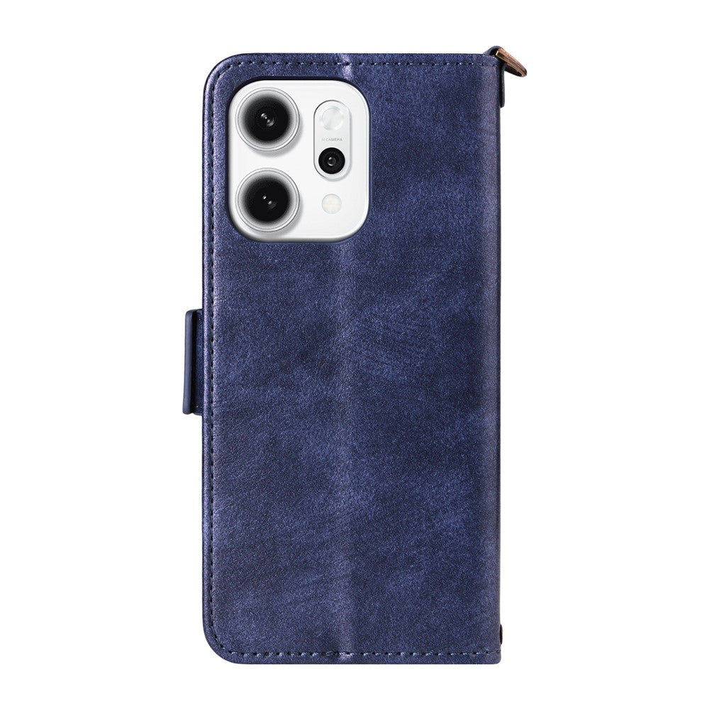 For Oppo Reno14 Pro 5G (Global) Leather Case Magnetic Closure Wallet Stand Phone Cover with Crossbody Strap