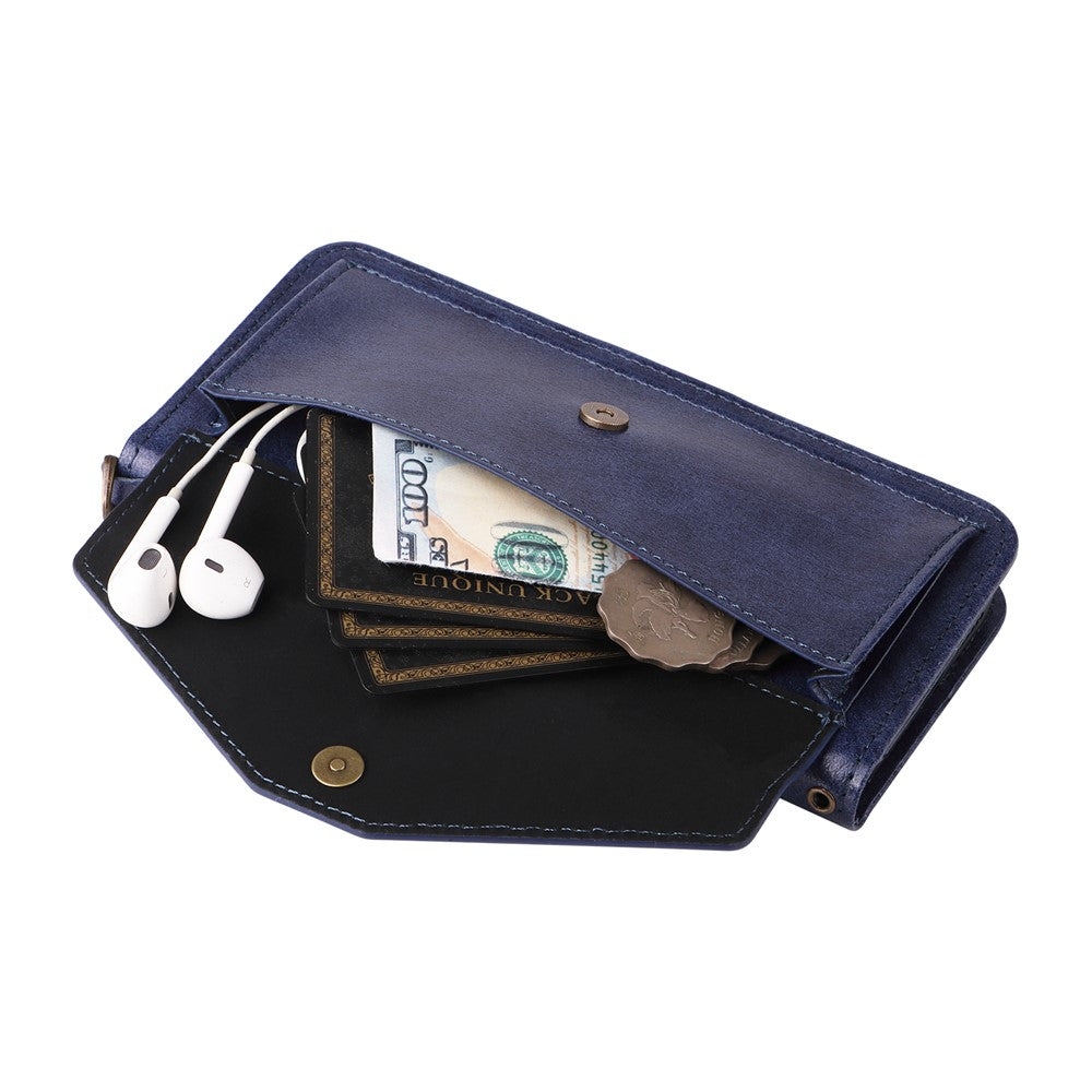 For Oppo Reno14 Pro 5G (Global) Leather Case Magnetic Closure Wallet Stand Phone Cover with Crossbody Strap