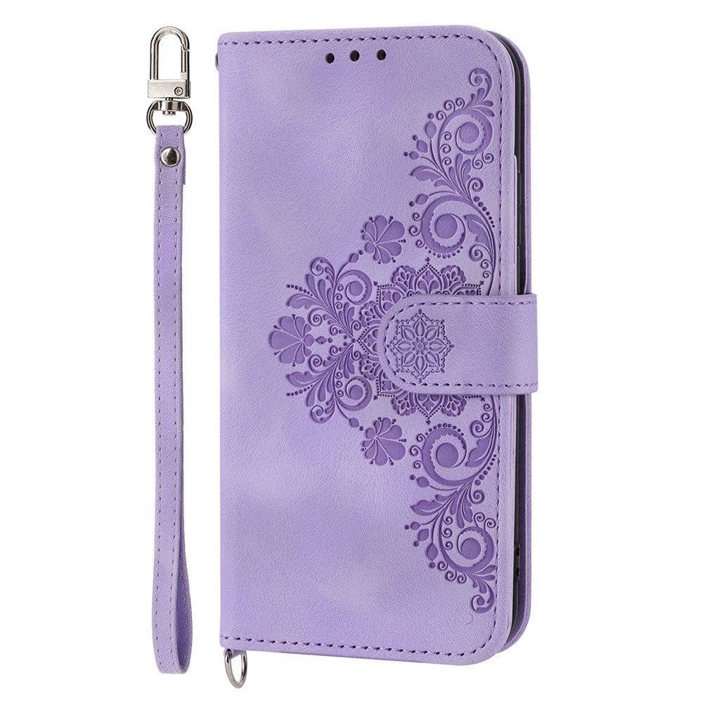 For Xiaomi 12X 5G / 12 5G / 12S 5G Imprinted Flowers Stand Wallet Leather Case Multiple Card Slots Skin-touch Phone Cover with Wrist Strap and Shoulder Strap